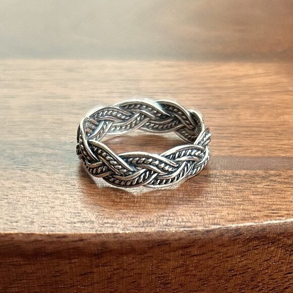 New Sterling Silver 925 Weave Band Ring Size 8 - Picture 1 of 4